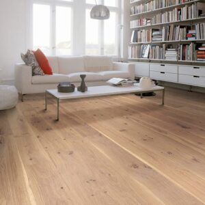 Trägolv Berg & Berg Ek XXL Ruter Borstad Vit Mattlack 1-StavLängd: 2390 mm, Bredd: 198 mm